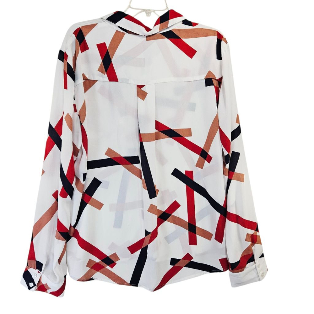 Lulus Camrose Geomtric Print Button Down Long Sleeve Shirt Size XL - Picture 6 of 6